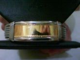 BRACELETE EM AÇO COM APLIQUE OURO 18K
