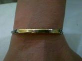 BRACELETE EM AÇO COM APLIQUE EM OURO 18K