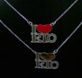 Gargantilha Eu Amo O Rio Com Coração em prata