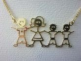 COLAR PRATA PAI MÃE 2 FILHOS BANHADO OURO